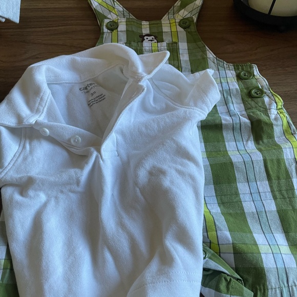 Carter’s 3M Polo Shirtrt with Plaid Overralls - Picture 3 of 3